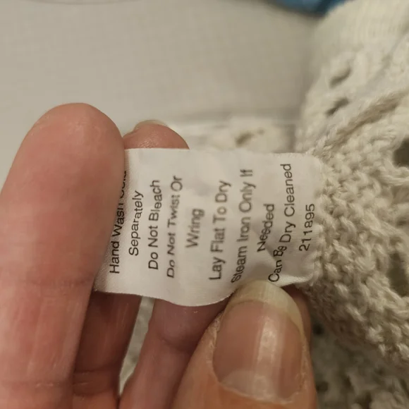 CAbi Cream Open-Knit Boho Women's Sweater Oatmeal Medium - Picture 5 of 6